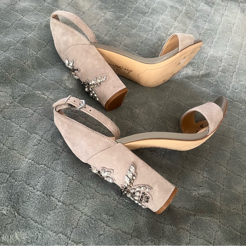 Sam Edelman Gray Chunky Heels with Rhinestone Embellishments 7.5 - Picture 6 of 7